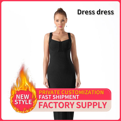 Women's lightweight polyester dress in black and coffee colors, sizes S to 3XL