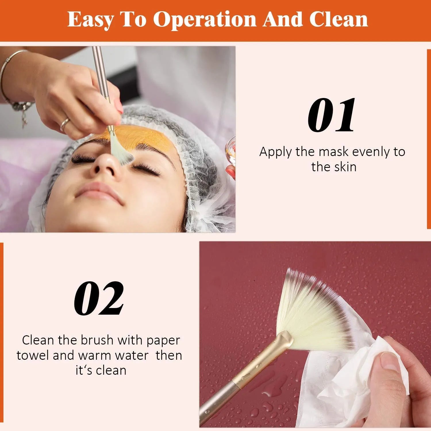 Ten soft fibre facial fan brushes with champagne finish acrylic handles and brush covers.