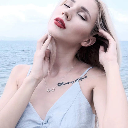 Double Fair Infinity Symbol Rose Necklace in S925 Silver with adjustable length