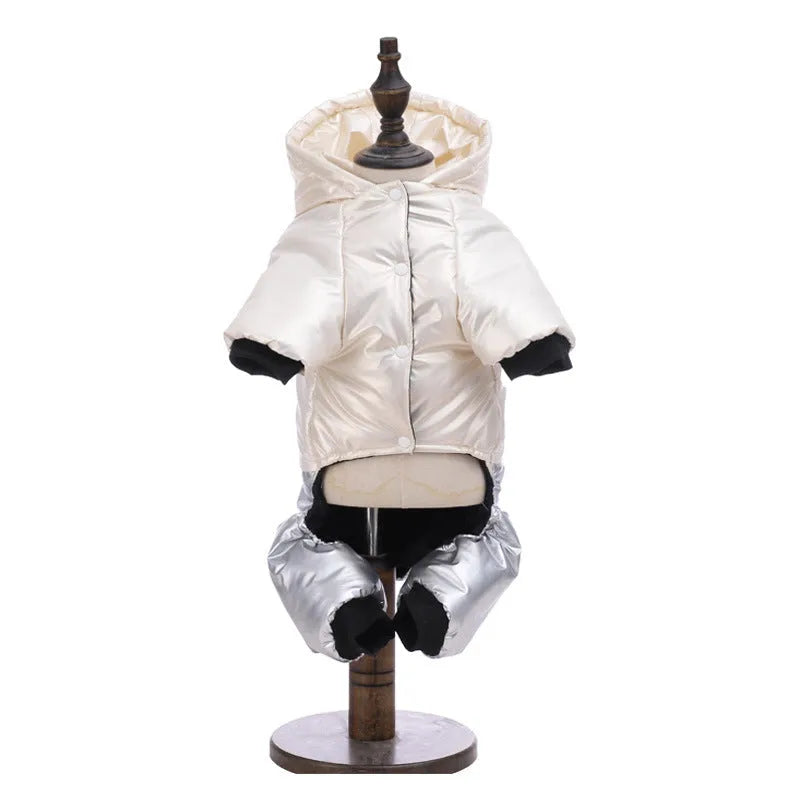 Green pink or white waterproof windproof dog cotton coat in casual four-legged design