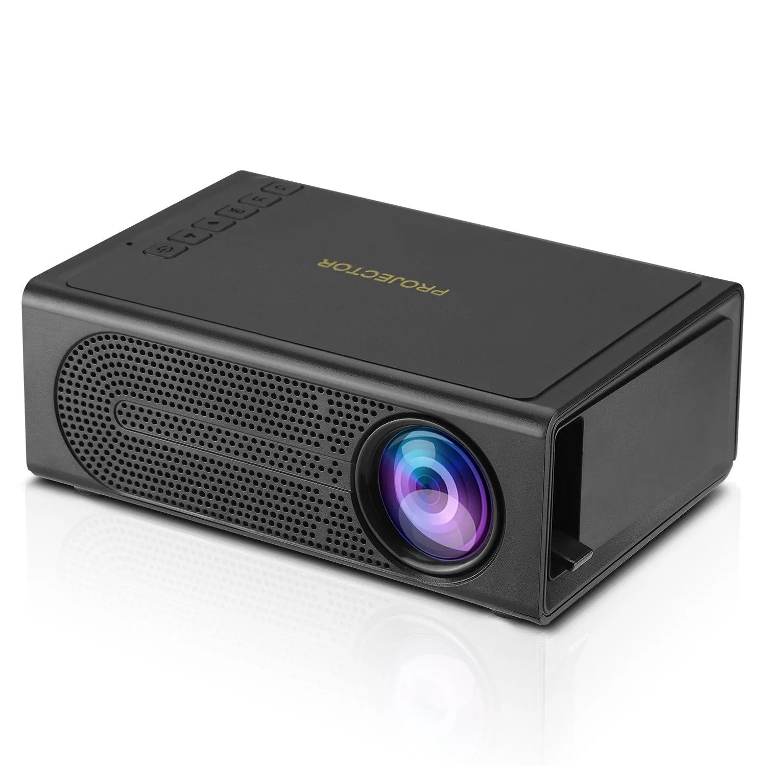 Black or white portable mini projector with mobile phone wired connection and international power adaptors