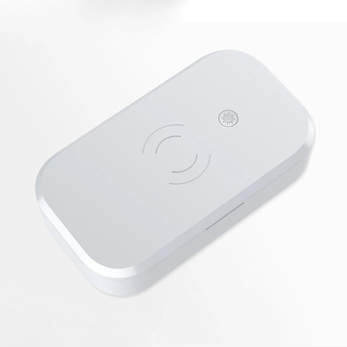 Ultraviolet disinfection box in white colour, sanitising nail art tools and mobile phone with wireless charging, 380g weight