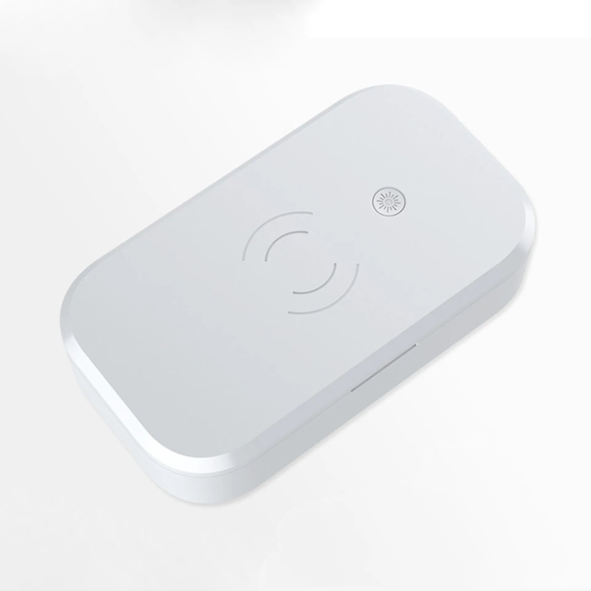 Ultraviolet disinfection box in white colour, sanitising nail art tools and mobile phone with wireless charging, 380g weight