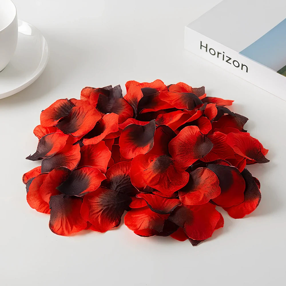 Pack of 100 high-quality silk simulated rose petals, 5cm size, in colours like rose red for wedding room scenes