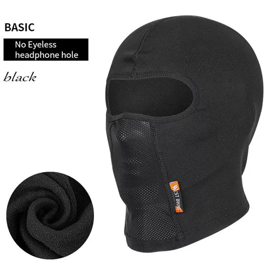Ski fleece headgear with glasses hole for motorcycle and bicycle riders