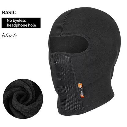 Ski fleece headgear with glasses hole for motorcycle and bicycle riders