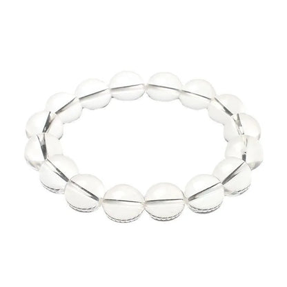 Natural Donghai old materials white water round beads crystal bracelet showing geometric design with single circle crystal beads