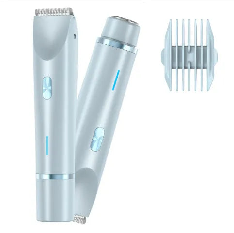 Pink 2-in-1 women's electric body hair shaver and trimmer for private pubic hair grooming