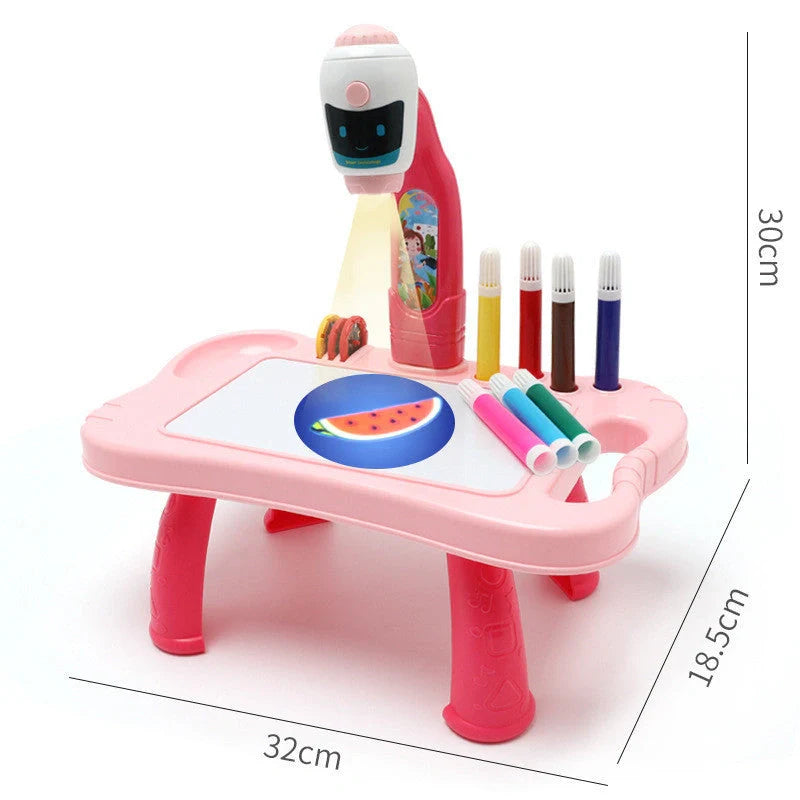 Children's Projection Drawing Board Doodle with music function and magnetic artboard in blue and pink