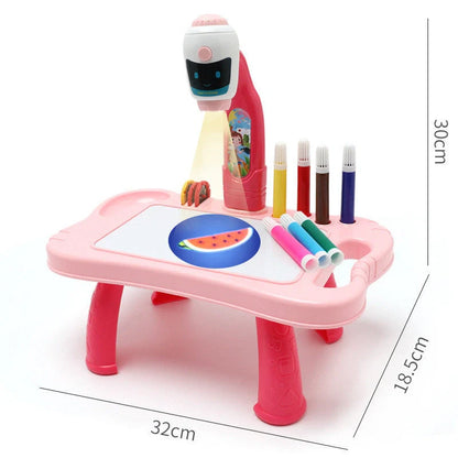 Children's Projection Drawing Board Doodle with music function and magnetic artboard in blue and pink