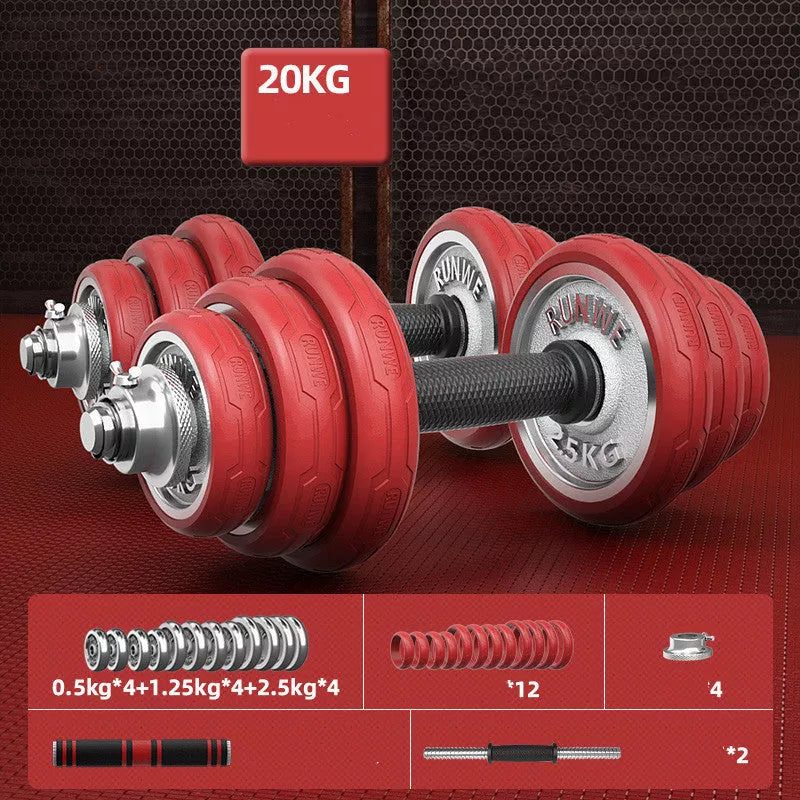 Men's Electroplating Pure Iron Barbell Set with multiple weight options and protective covers