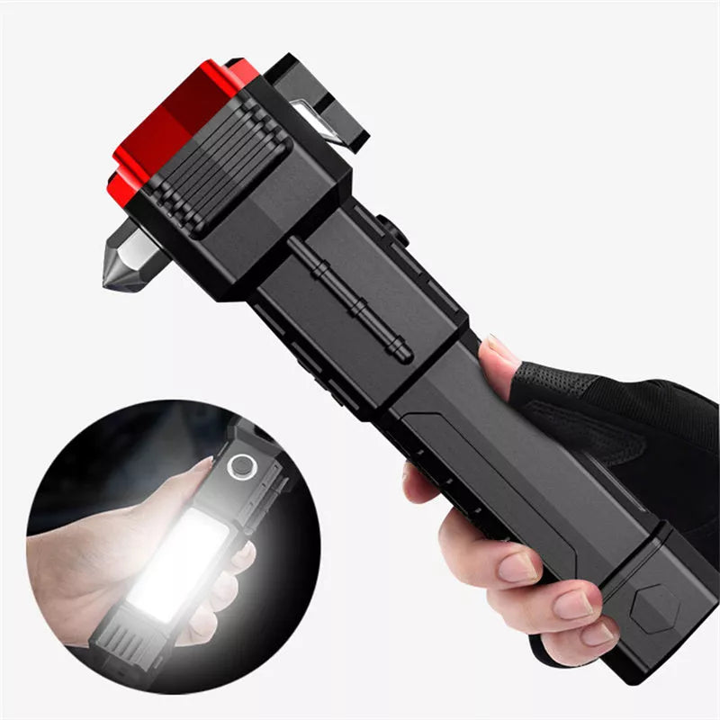 Multifunctional car safety hammer with LED flashlight and USB charging port