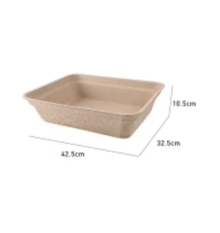 Brown disposable biodegradable cat litter box shown in three different sizes.