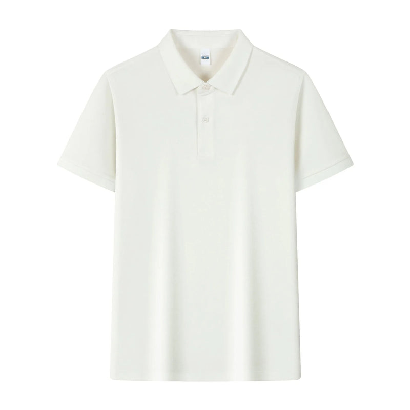 Silk polo shirt work clothes with lapel collar, thin ice silk fabric, short sleeve regular fit, available in white black navy blue orange red dark green light blue matcha, Asian sizing runs small choose one size up
