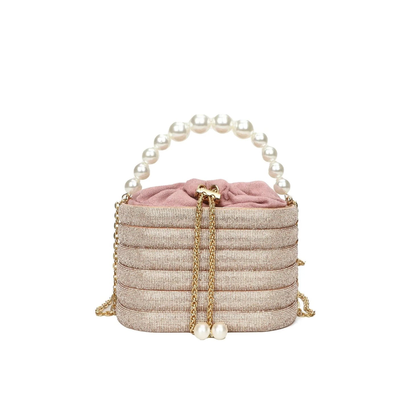 Women's soft PU crossbody bag with beaded accents, round shape, and single shoulder strap in black colour.