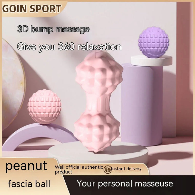 Foot massage ball with a 6cm diameter for deep tissue relaxation and yoga recovery, available in pink, blue, green, and purple TPR material, suitable for fitness equipment, health massage, and body shaping routines