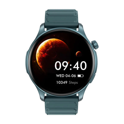Btalk 3 Pro smart watch in blue showing AMOLED display with heart rate and call functions