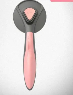 One button dog hair removal comb with stainless steel pins, 19.3cm long, in mint green or gentleman grey