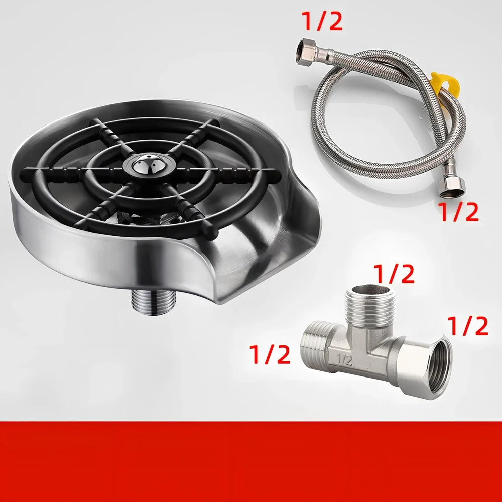 Small stainless steel faucet with automatic high-pressure cup washer for household sink installation