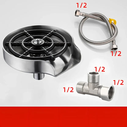 Small stainless steel faucet with automatic high-pressure cup washer for household sink installation