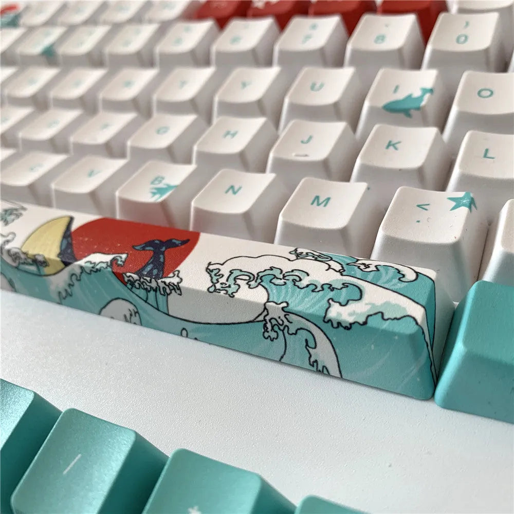Coral Sea PBT keycaps for Xiao Yan mechanical keyboard with personalised big button