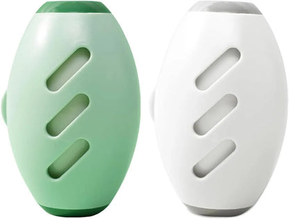 Green and white washable reusable gel lint roller ball for pet hair removal on clothes and furniture