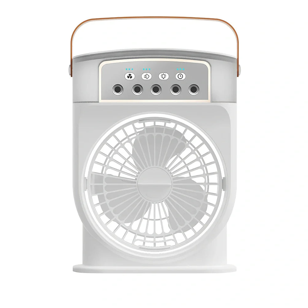 White 5-hole USB humidifier with compact design and adjustable speed controls for room moisture