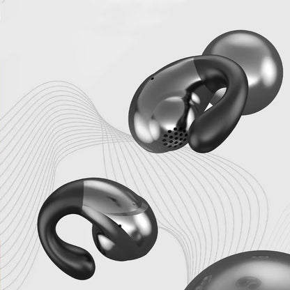 Wireless Bluetooth sports headphones with ear clip design in multiple colours on a black background