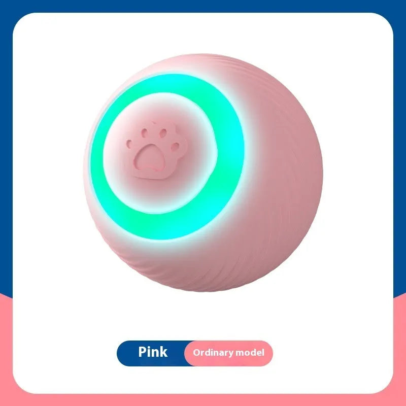 Blue rechargeable automatic rolling cat ball toy made from silicone and ABS, one piece per pack