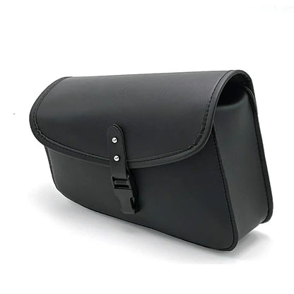 Black PU leather motorcycle swingarm side saddlebag for Harley Sportster with dimensions 30x24x20cm