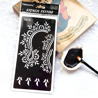 Geometric hollow design temporary tattoo sticker in Southeast Asian style on water transfer paper