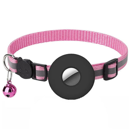 Airtag pet collar with reflective strip and bell for cats and dogs