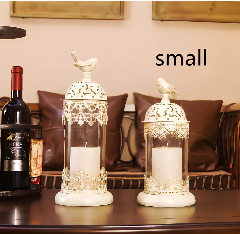 Iron baking paint candle holder in black 14x35cm size for home festive decoration