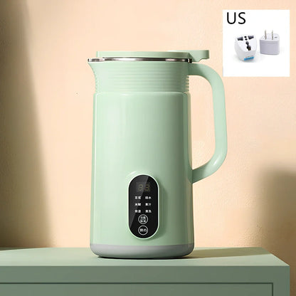 Green automatic soy milk machine with 600ml capacity and touch control display