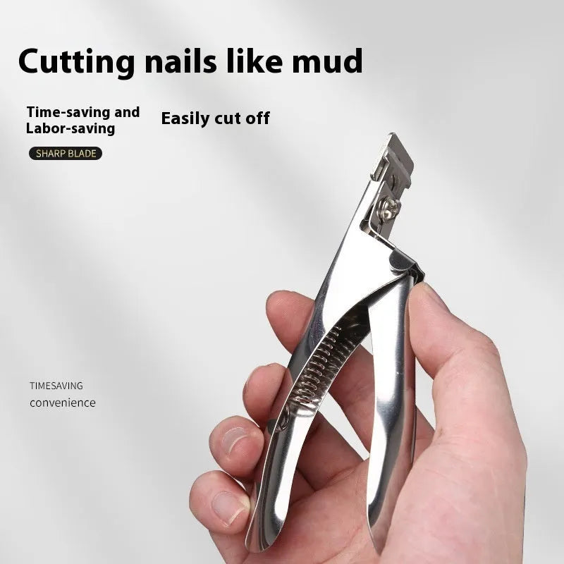 French U-shaped nail scissors with stainless steel blades and electrophoresis coating in black, titanium, or silver handle options