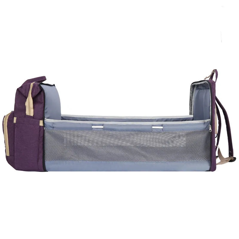 Lightweight nylon mother and baby storage bag with USB interface and curved shoulder strap