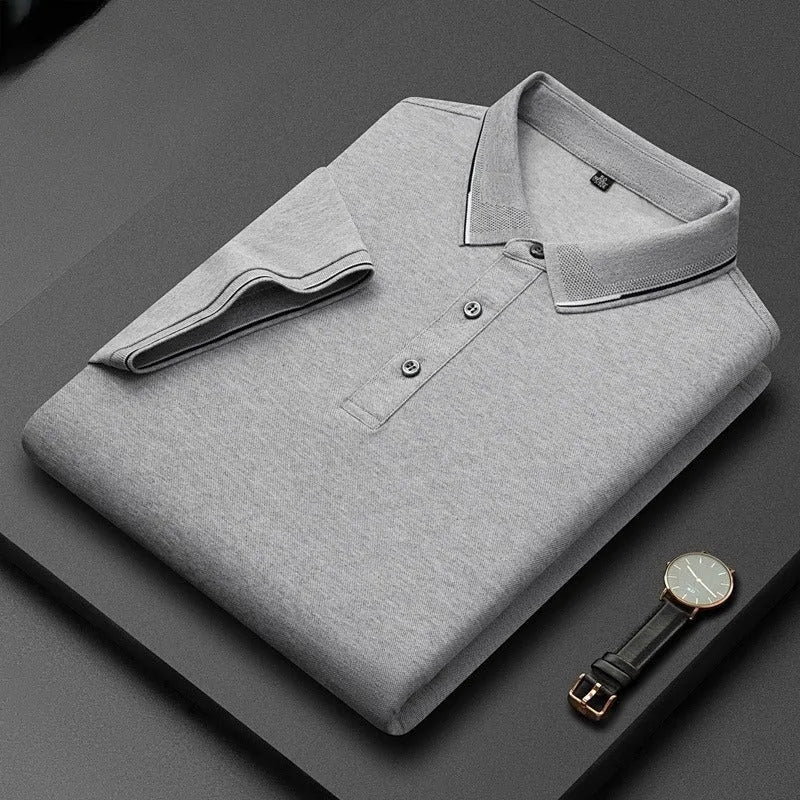 A man's mulberry silk short-sleeved T-shirt in a regular fit, shown in a light colour, highlighting its thin fabric.