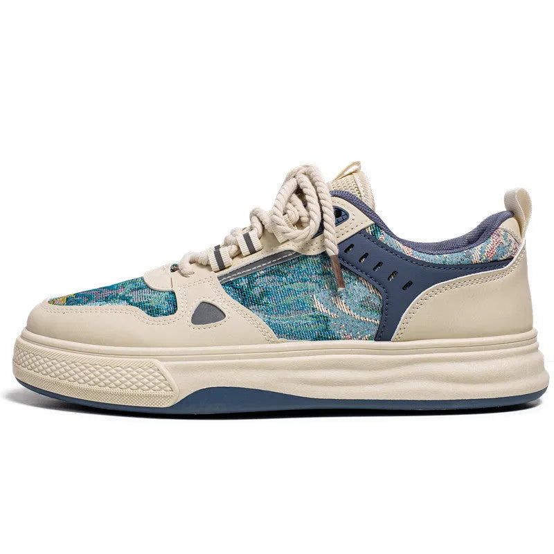 Flat-heel canvas casual shoes for men in Milan green and beige colourways, available in sizes 39 to 44 for versatile sports and everyday leisure wear.
