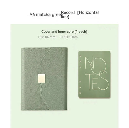 Loose leaf notebook with PU cover in brown, blue, green or gray, A5 or A6 size, 100 sheets of 80gsm wood-free paper.