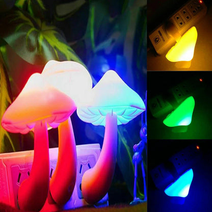 Mushroom-shaped LED night light with automatic sensor in various colors