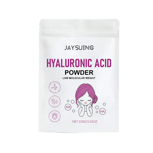 Hyaluronic acid powder in container with 100g capacity for DIY skincare formulations
