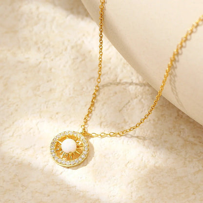Silver Opal Celtic Moon and Sun Necklace with diamond treatment on 925 silver chain