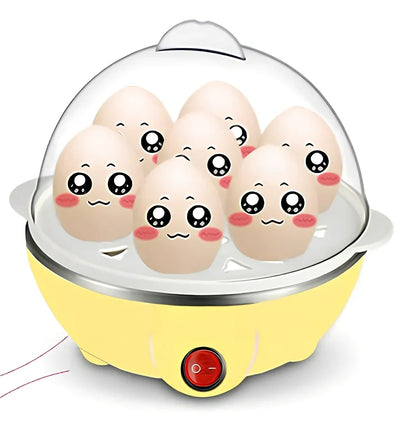Blue intelligent egg cooker with transparent lid and measuring cup for steam cooking