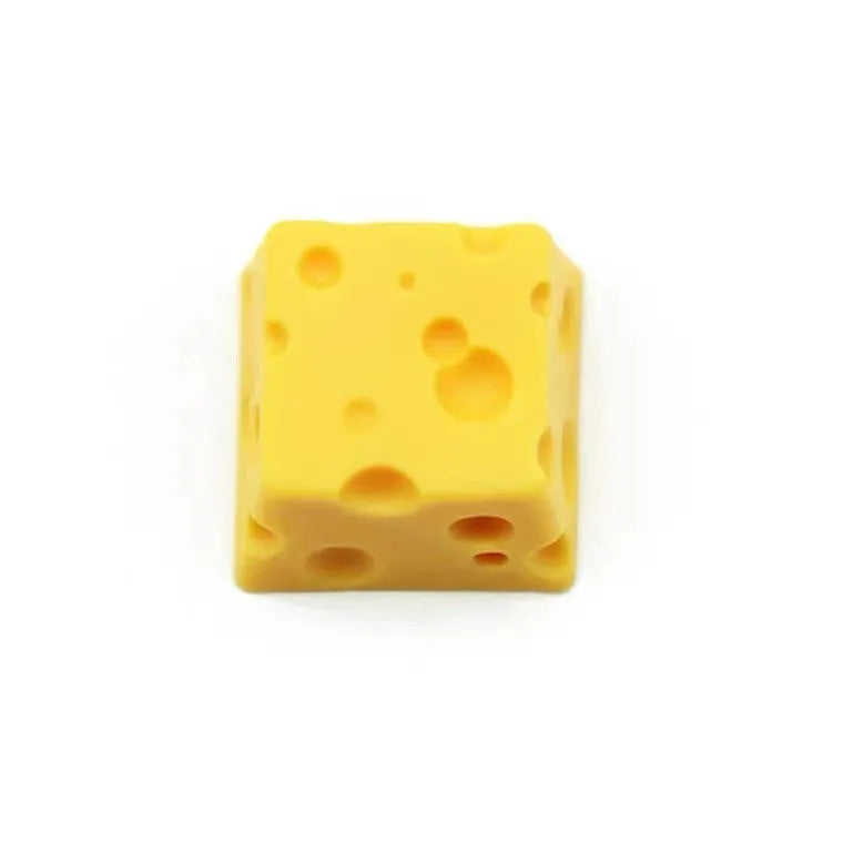 Yellow resin cheese key cap with 3D sculpted design for mechanical keyboards
