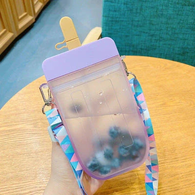 Summer children's water cup with straw, leak-proof design, and cartoon pattern