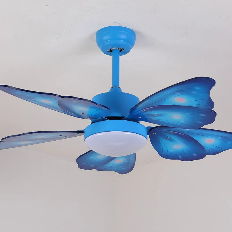 42-inch ceiling fan chandelier with remote, acrylic shade, wooden blades, 1.06m, blue or pink, 220V