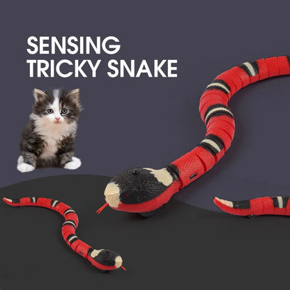 Interactive electronic snake toy for cats with smart sensing technology and USB rechargeable feature