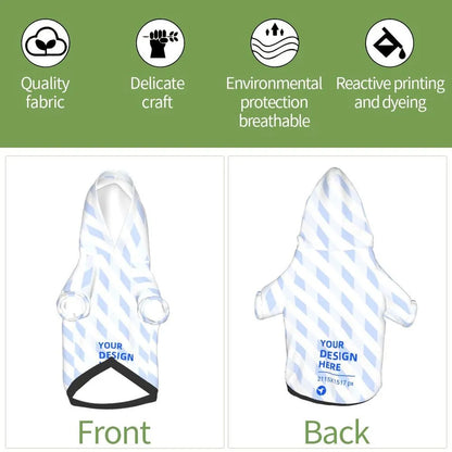 Black small pet hooded sweater with full-width single-sided print, polyester, sizes XS to XXL, for small dogs