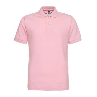Solid colour short sleeve polo shirt in cotton blend fabric, plus size loose fit for summer wear