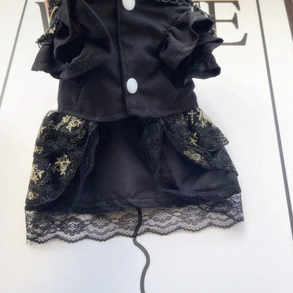 Golden skirt pet clothing for cats and dogs with gothic princess style design